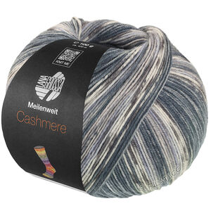 Lana Grossa MEILENWEIT 100g Cashmere Pista | 143-gris acier/gris foncé/gris clair/gris souris/bleu pastel rayé