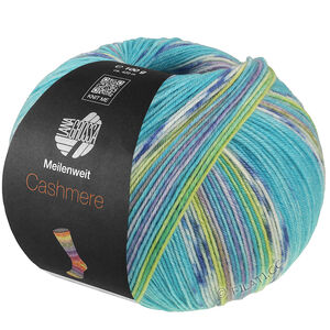 Lana Grossa MEILENWEIT 100g Cashmere Pista | 144-turquoise/blanc/bleu/jaune citrus/bleu comme violettes/pistache rayé