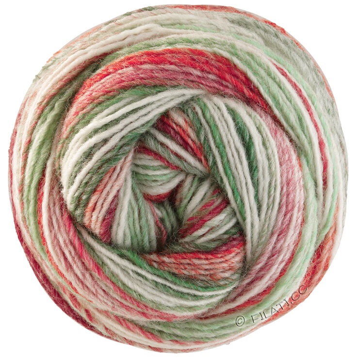 Lana Grossa GOMITOLO (Christmas Edition) | 111-baies/rouge foncé/rouge clair/écru/vert tendre/vert moyen/gris vert/vert foncé