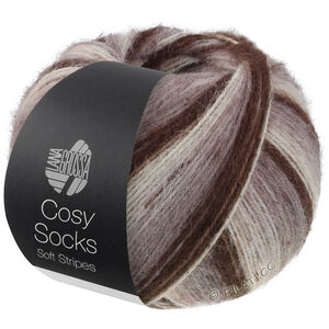 Lana Grossa MEILENWEIT 100g Cosy Socks Soft Stripes | 103-moka/brun gris/beige/crème