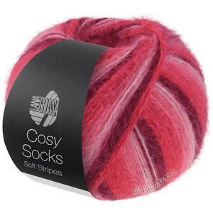Lana Grossa MEILENWEIT 100g Cosy Socks Soft Stripes | 105-bordeaux/rose/framboise/rose vif
