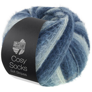 Lana Grossa MEILENWEIT 100g Cosy Socks Soft Stripes | 106-bleu noir/bleu gris/bleu fumé/blanc bleu