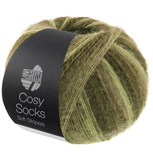 Lana Grossa MEILENWEIT 100g Cosy Socks Soft Stripes | 107-vert clair/vert réséda/gris vert/vert mousse