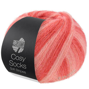 Lana Grossa MEILENWEIT 100g Cosy Socks Soft Stripes | 113-saumon/rouge saumon/corail