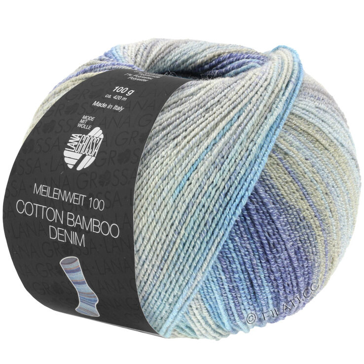Lana Grossa MEILENWEIT 100g Cotton Bamboo Denim | 3311-gris argent/gris clair/gris/beige clair/bleu clair/bleu foncé