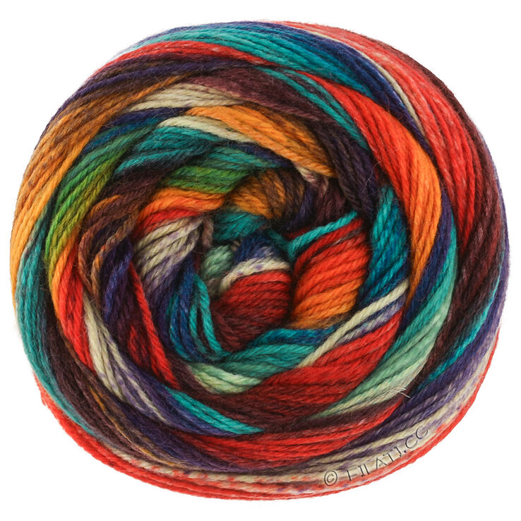 Lana Grossa MEILENWEIT 100g Fontana | 5451-olive/émeraude/violet foncé/taupe/brun gris/brun foncé/bleu turquoise/rouge rouille/orange/jade/rouge