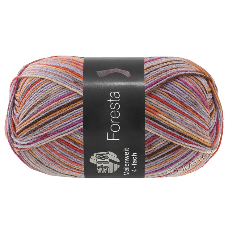 Lana Grossa MEILENWEIT 100g Foresta | 5321-gris pourpre/fuchsia/beige/brun foncé/orange saumon/rouge