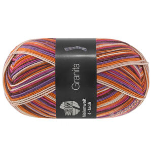 Lana Grossa MEILENWEIT 100g Granita | 1810-fuchsia/mûre/violet/orange/beige clair/rouge