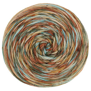 Lana Grossa MEILENWEIT 100g Merino Hand-dyed | 35-brun rouille/turquoise clair/gris vert/ocre/beige