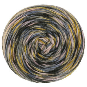 Lana Grossa MEILENWEIT 100g Merino Hand-dyed | 64-jaune moutarde/gris graphite/bleu pigeon/rose poudré/gris clair