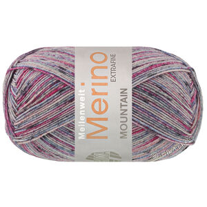 Lana Grossa MEILENWEIT 100g Merino Extrafine Mountain | 7604-gris clair/gris foncé/fuchsia/rose/bleu jean rayé