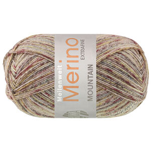 Lana Grossa MEILENWEIT 100g Merino Extrafine Mountain | 7607-bourgogne/vieux rose/Olive tendre/gris foncé/nature rayé