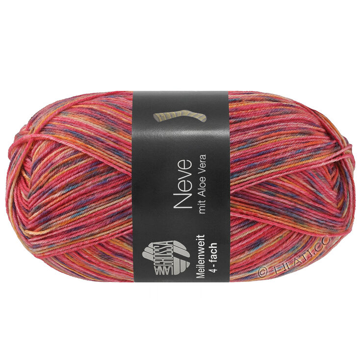 Lana Grossa MEILENWEIT 100g Neve | 4431-rouge framboise/pétrole/rouille/marine/jaune miel