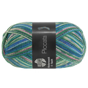 Lana Grossa MEILENWEIT 100g Piccata | 4802-vert/écru/turquoise menthe/centaurée/bleu d'encre/gris foncé/lilas