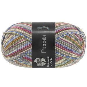 Lana Grossa MEILENWEIT 100g Piccata | 4811-gris vert/écru/jean/bleu comme violettes/caramel/mûre/gris moyen