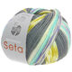 Lana Grossa MEILENWEIT 100g Seta Adriana | 3245-gris foncé/blanc/moutarde/pourpre/turquoise