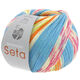 Lana Grossa MEILENWEIT 100g Seta Adriana | 3246-bleu clair/blanc/orange/limette/rose vif