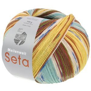 Lana Grossa MEILENWEIT 100g Seta Giappone | 3392-brun/blanc/bleu/nougat/vert mousse/moutarde/turquoise/jaune clair