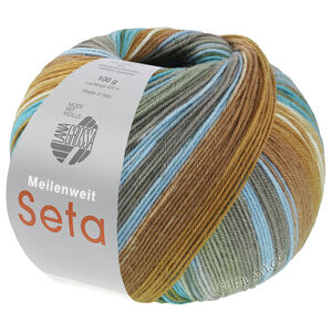 Lana Grossa MEILENWEIT 100g Seta Hokkaido | 3583-bleu turquoise/ocre/vert foncé/bleu ciel/gris vert/brun/écru
