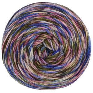 Lana Grossa MEILENWEIT 100g Sooty | 6227-bleu clair/bleu foncé/écru/rose/olive foncé