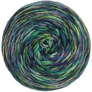Lana Grossa MEILENWEIT 100g Sooty | 6229-turquoise/jaune citrus/vert clair/vert foncé/noir/gris pourpre
