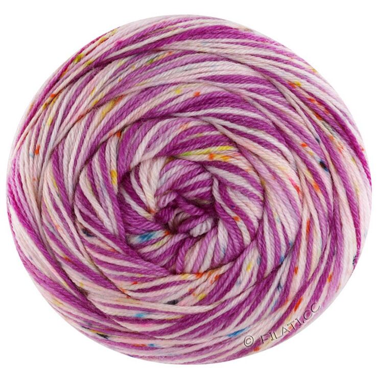 Lana Grossa MEILENWEIT 100g SPOTS | 7042-pourpre/orchidée/écru/turquoise/pétrole/jaune
