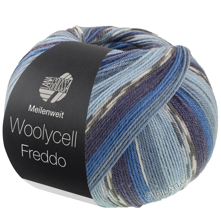 Lana Grossa MEILENWEIT 100g Woolycell Freddo | 6041-bleu clair/bleu pastel/bleu gris/bleu/marine/gris foncé/gris argent