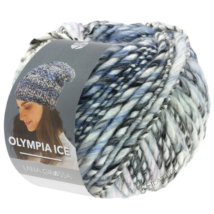 Lana Grossa OLYMPIA Ice | 321-noir/blanc/bleu pastel/rose pastel/bleu clair