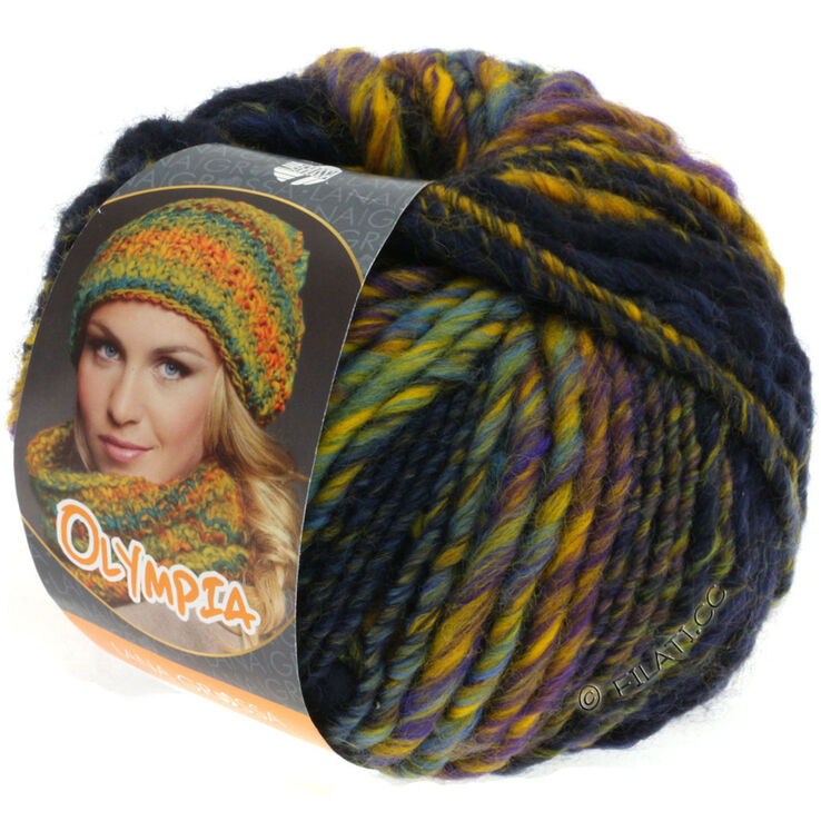 Lana Grossa OLYMPIA Classic | 002-marine/bleu nuit/jaune/noir