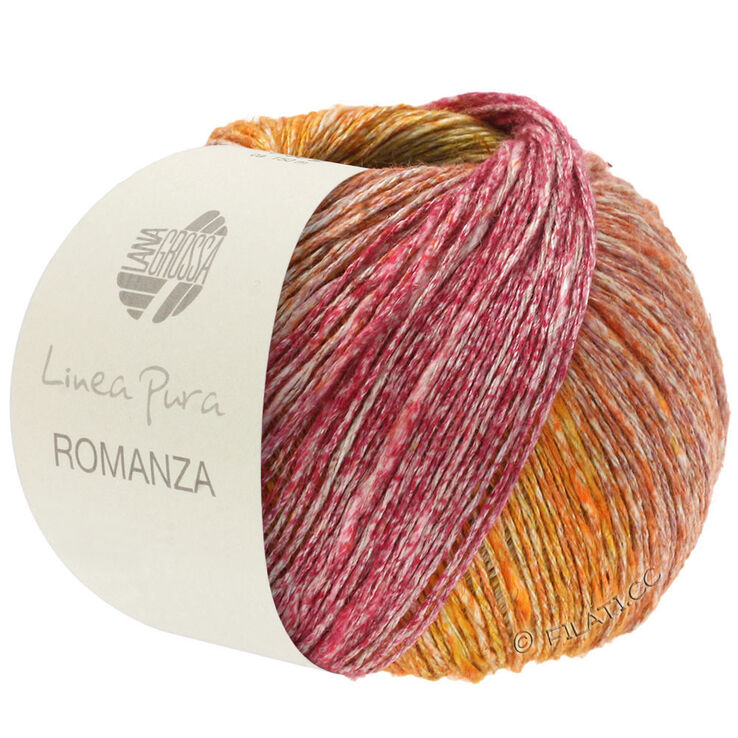 Lana Grossa ROMANZA (Linea Pura) | 01-lin/cyclamen/baies/orange gris/orange/jaune