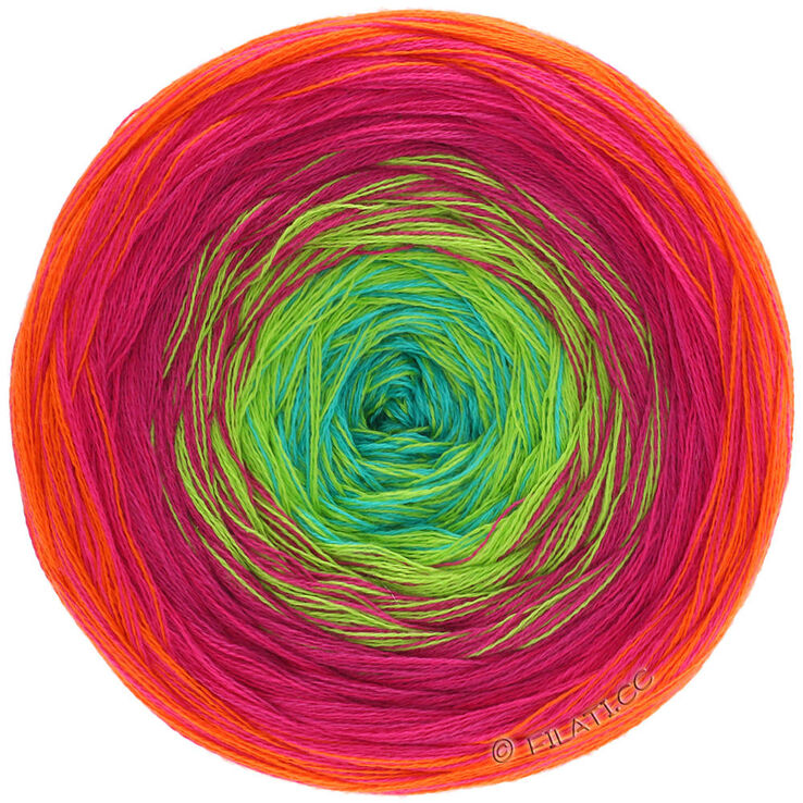 Lana Grossa SHADES OF COTTON | 101-orange/rouge/cyclamen/vert jaune/turquoise