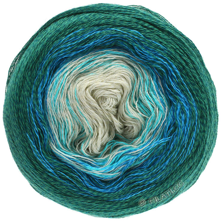 Lana Grossa SHADES OF MERINO COTTON | 401-écru/turquoise/gentiane/pétrole foncé