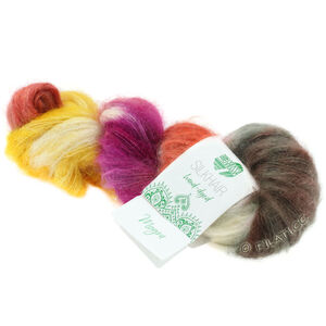 Lana Grossa SILKHAIR Hand-dyed | 608-gris foncé/écru/terre cuite/jaune/violet rouge