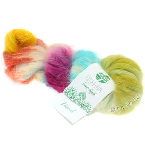 Lana Grossa SILKHAIR Hand-dyed | 609-écru/gris clair/bleu clair/jaune/terre cuite/violet rouge/gris foncé