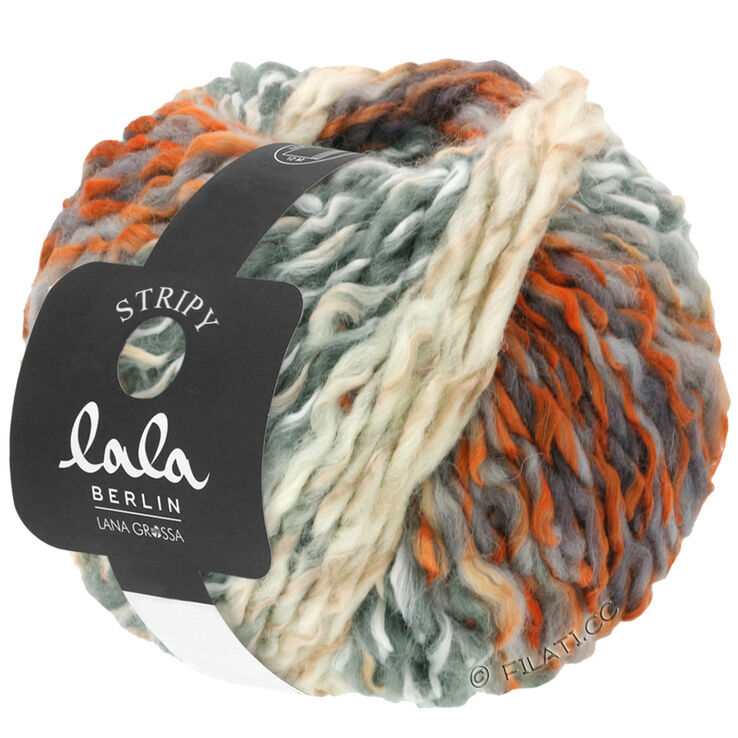 Lana Grossa STRIPY (lala BERLIN) | 01-blanc/gris/rouille/orange/gris foncé