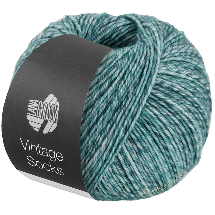Lana Grossa Vintage Socks | 1003-menthe chiné/bleu gris chiné/jean chiné/pétrole chiné
