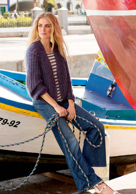 GILET RAGLAN COURT EN FAUSSES CÔTES ANGLAISES Silkhair/Linarte de Lana Grossa
