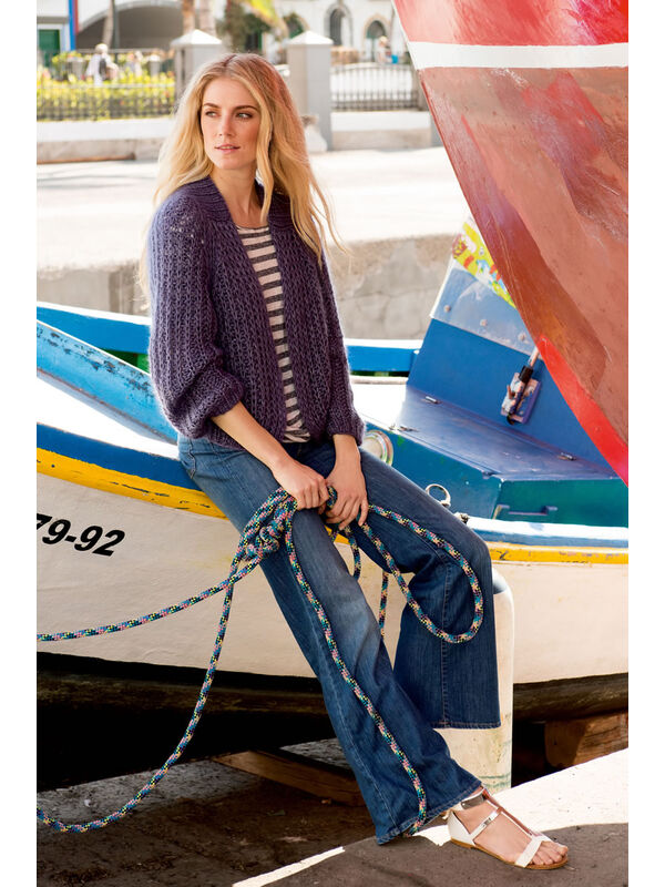 Lana Grossa GILET RAGLAN COURT EN FAUSSES CÔTES ANGLAISES Silkhair/Linarte