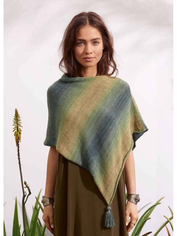 Lana Grossa PONCHO AVEC DES GLANDS Summer Lace Dégradé