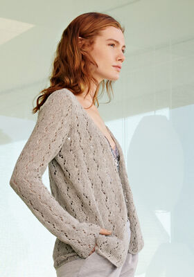 CARDIGAN EN MOTIF CHEVRON AJOURÉ Ecopuno de Lana Grossa
