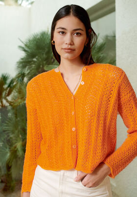 CARDIGAN EN MOTIF AJOURÉ Ecopuno de Lana Grossa