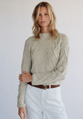PULL COURT AVEC DES RAYURES TORSADÉES Natural Alpaca Pelo de Lana Grossa