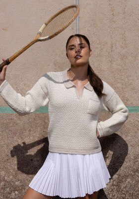 PULL AU CROCHET À COL POLO Landlust Alpaka Merino 160 de FILATI Studio