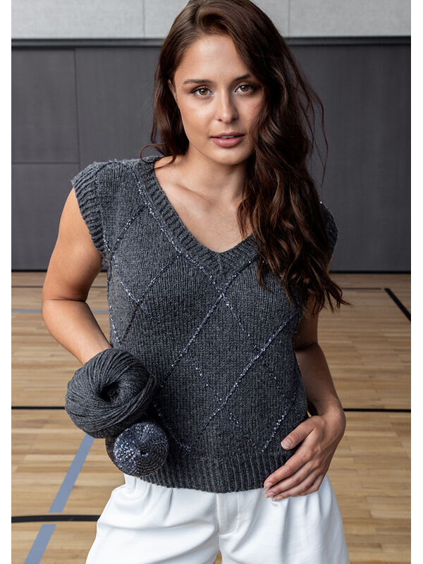 FILATI Studio DÉBARDEUR À LOSANGES Cool Merino & Glamour