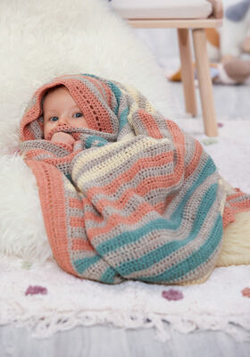 COUVERTURE RAYÉE AU CROCHET Ecopuno de Lana Grossa
