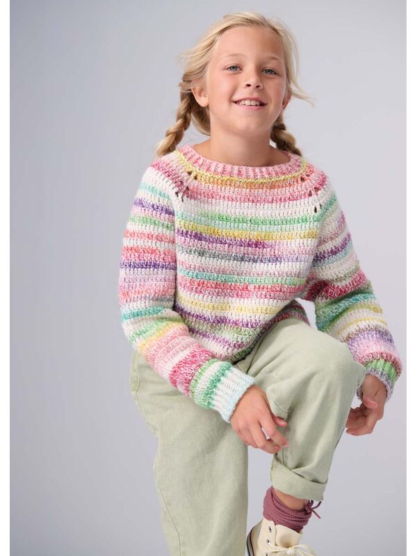 Lana Grossa PULL AU CROCHET TOPDOWN Gomitolo Magico & Ecopuno