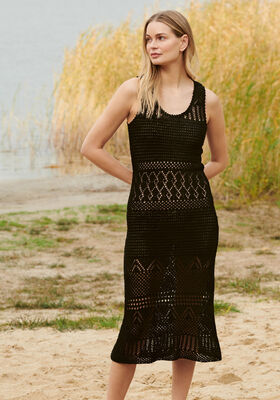 ROBE EN COMBINAISON DE MOTIFS AJOURÉS Solo Lino de Lana Grossa