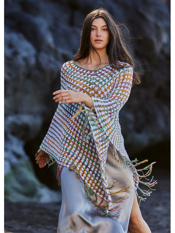 Lana Grossa PONCHO AU CROCHET Gomitolo Selezione 3 & Alta Moda Cotolana