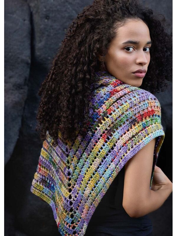 Lana Grossa CHALE TRIANGULAIRE CROCHETE AVEC 2 PELOTES Cotonella Multi