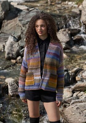 GILET EN MOTIF PERLÉ À M. GLISSÉES Gomitolo Intenso de Lana Grossa